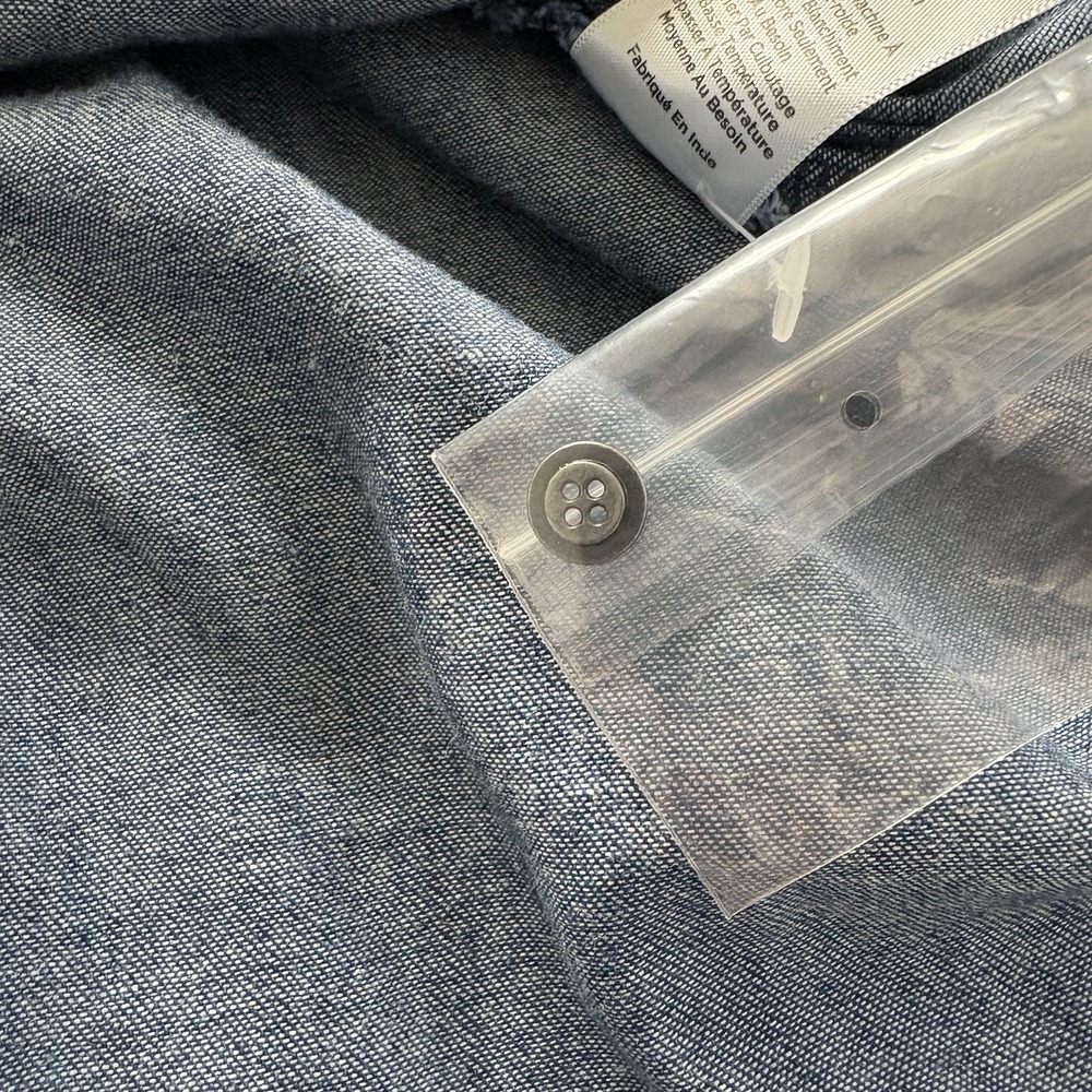 Talbots Denim Polka Dot Belted shirt dress Chambray button front midi blue‎ 10 P - Picture 6 of 10